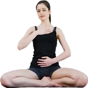 Mujer haciendo respiración de pilates